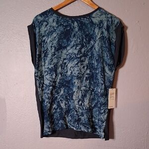 Stylish Blue Marble Women's Short Sleeve Top